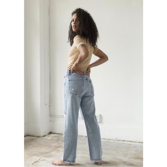 Agolde 90’s Jeans Light Wash Button Fly 100% Organic Cotton High Waist Sz 23 - Picture 2 of 16